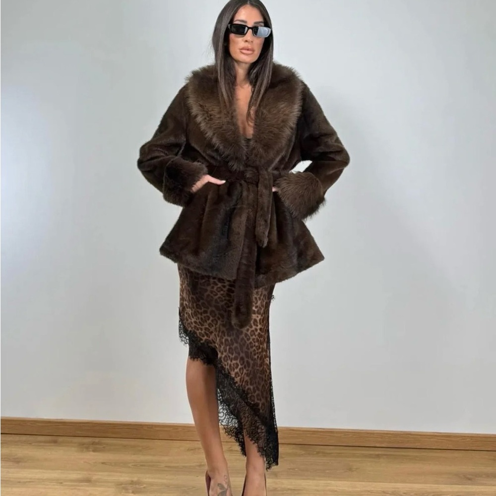 Faux Fur Brown Jacket for Women - WORN ONCE